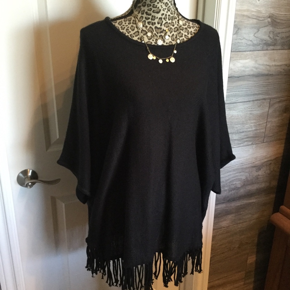 Black Fringe Sweater NWOT
